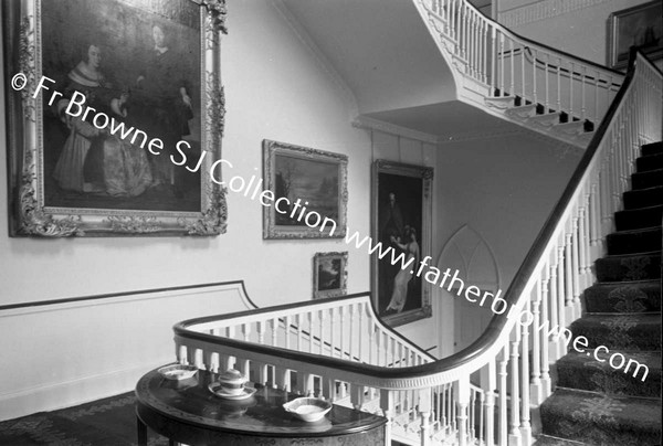 DUNSANY CASTLE STAIRCASE FROM DRAWING ROOM LOBBY LOOKING DOWN